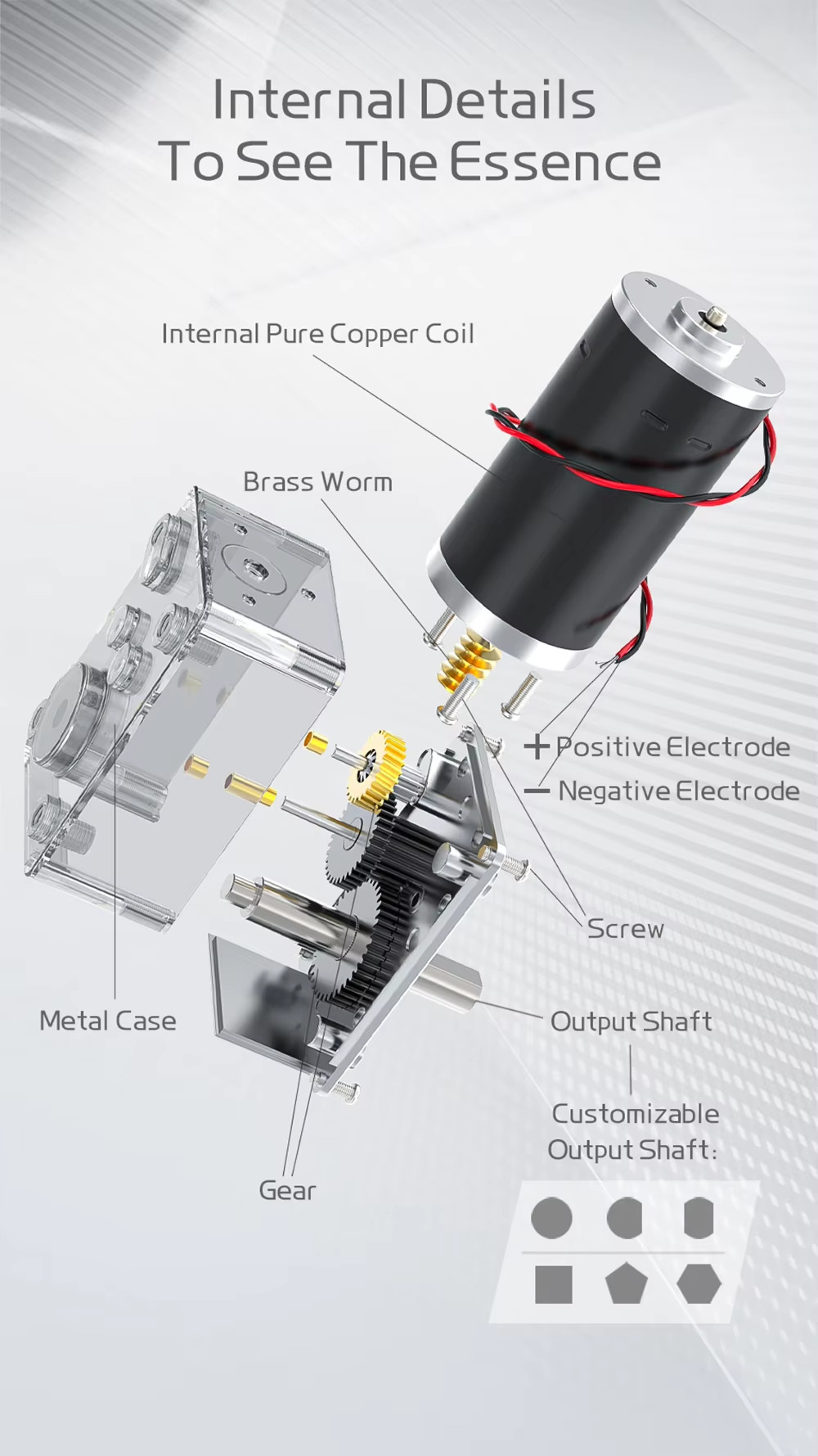 Full Metal High Torque 12v 24v Worm Gear Motor with Self-Locking Function FT-58SGM31ZY  Application for Automatic Trash Can