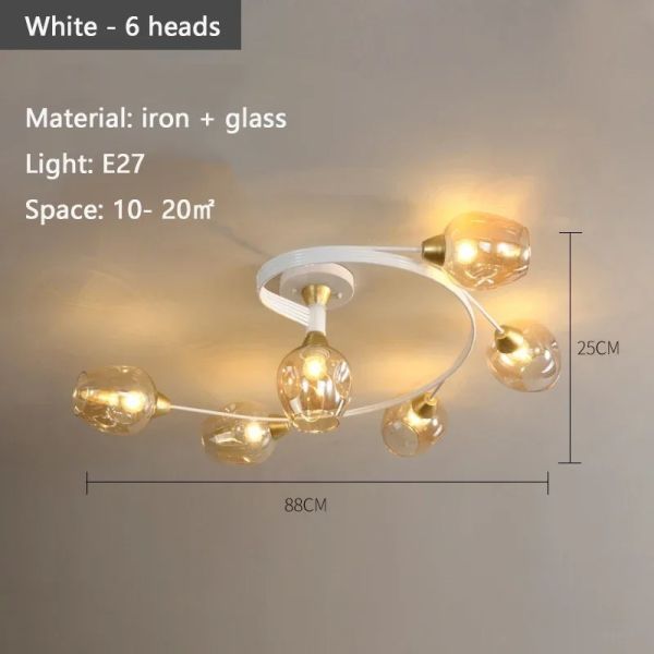 Nordic Glass Ceiling Light Grey Pendant Lamp for Living Room Bedroom Modern Indoor Hanging （WH-AP-681）