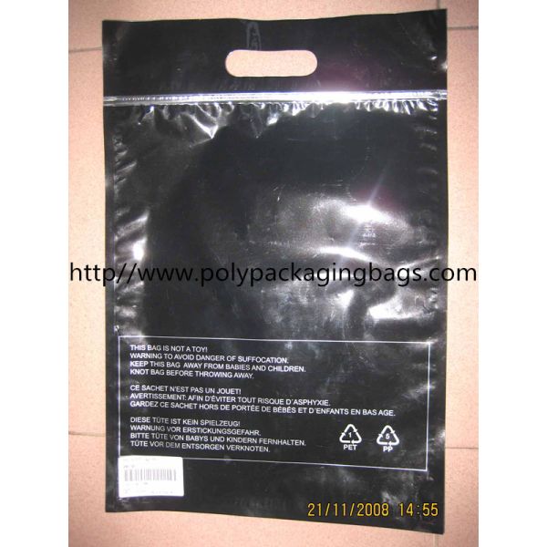 Personalized Black Die Cut Handle Bags Resealable Zip Lock Bags