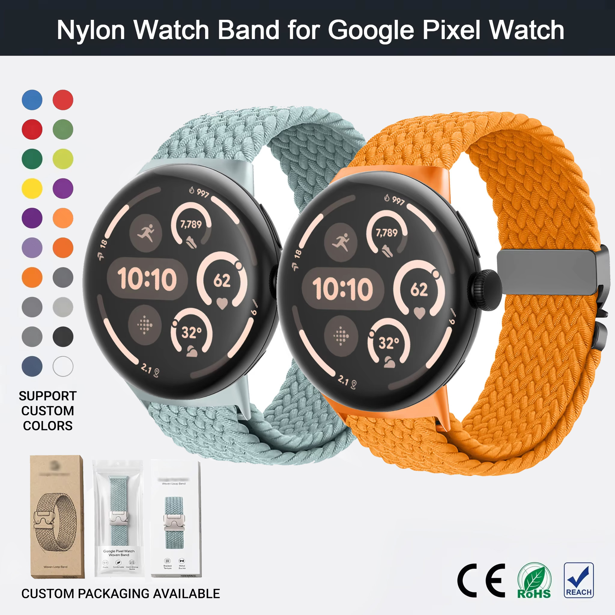 Custom Elastic Nylon Watch Strap 41mm 45mm for Google Pixel Watch 4 3 2  Fabric Seamless Adjustable Band Women
