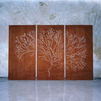 O laser cortou a árvore do painel decorativo de aço de Corten da tela do metal do projeto da vida