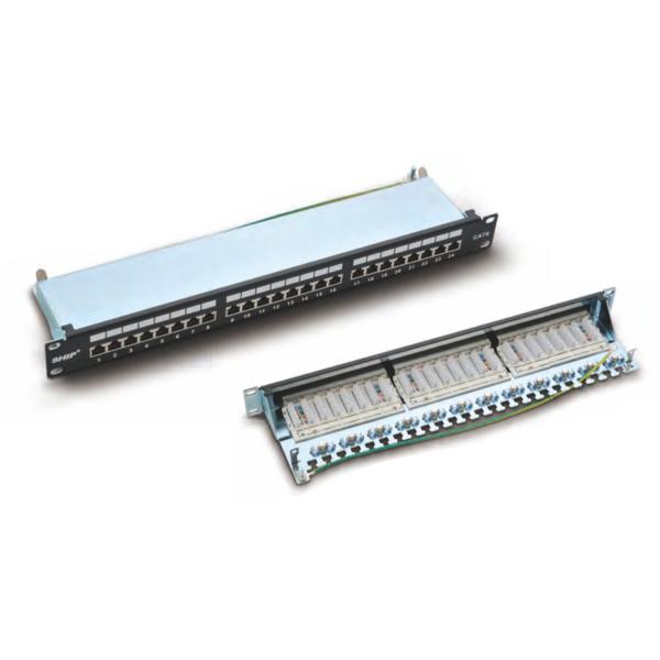 24 Ports Cat6A Shielded 1U Rackmount Patch Panel for Data Center Racks