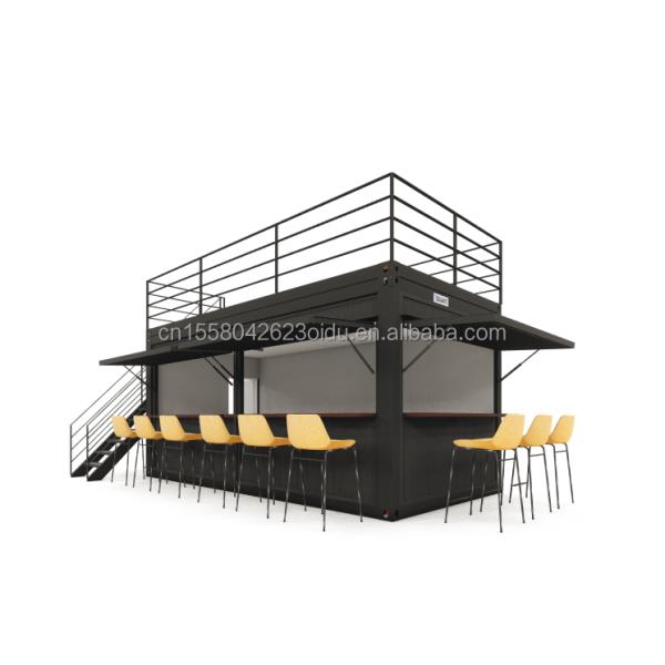 Galvanized Steel Square Tubes Steel Coffee Shop Container Modern 20ft Prefabricated Container Bar for Outdoor