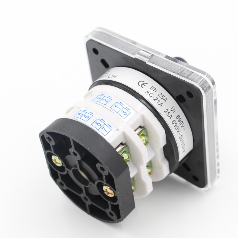 LW31 Series 25A 1-Pole 3-Position Rotary Cam Switch 25 Amp Changeover Switch with Copper Brass Metal & Plastic Materials