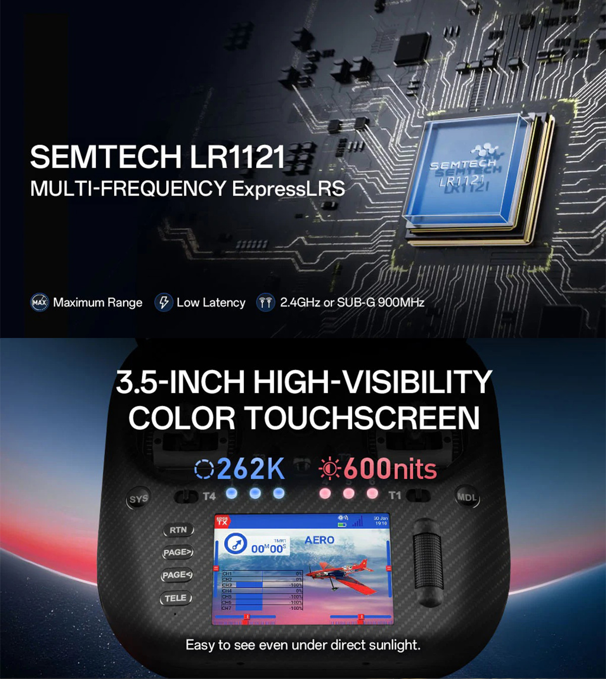 RadioMaster TX15 Radio Controller 3.5inch ExpressLRS Module AG02 Hall Gimbal Built-in Gyroscope