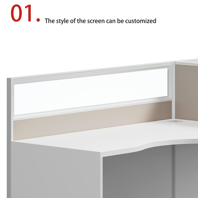 Foshan Wholesale Single Person L-shaped Staff Light Colored Screen Card Slot Simple Modern Screen Table and Chair Combination