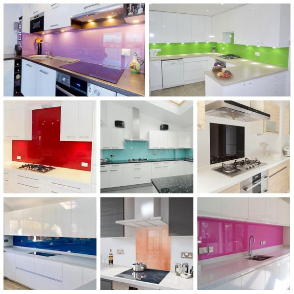 3mm-19mm Colored Black Lacquered Glass Kitchen Splash Back Glass Custom Splashback Toughened Glass Easy Clean / Maintain