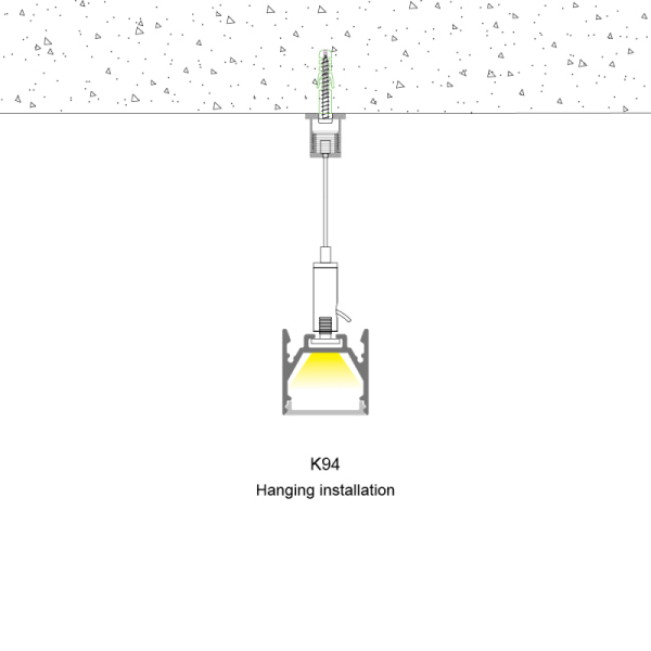 K94 High Heat Dissipation Corrosion-Resistant Suspended LED Aluminium Profile with 6063 T5 Aluminum Alloy
