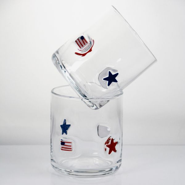 Hand Blown Patriotic Design Icon Glass with 400ml Capacity - Clear Tumbler for Whiskey and Cocktails