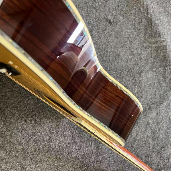 Custom Logo on Headstock, Solid Spruce OM Body Solid Rosewood Back Side Acoustic Electric Guitar Abalone Binding