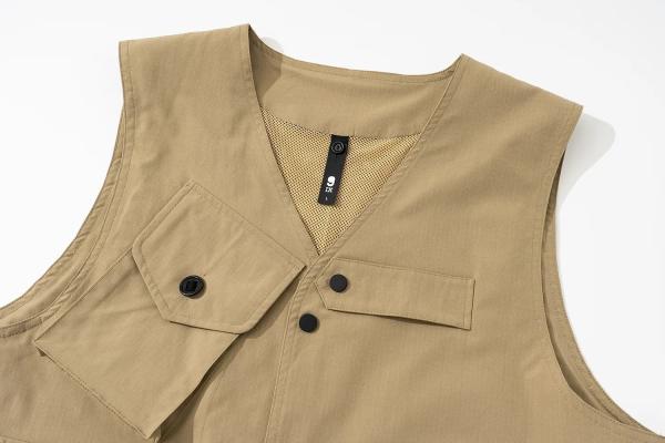                  Vintage Fall Fashion Multi Pocket Solid Casual Cargo Sleeveless Vest             