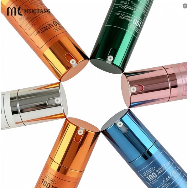 15/30/40/50ML Electroplated Gradient Visible Window Double-Layer Vacuum Airless Pump Bottle for High-End Skincare