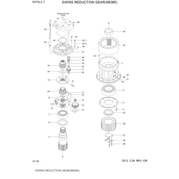 Excavator R360-7 excavator swing motor R370-7 hydraulic 31NA-10152 gear motor