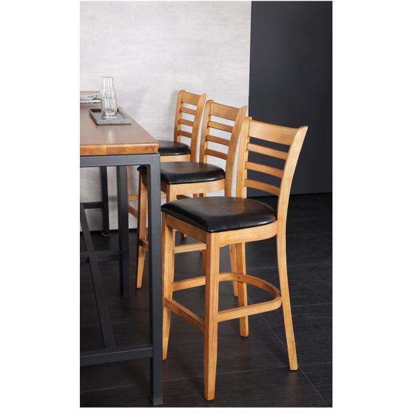 Tabourets de bar en bois de café avec les dos rétros 65cm industriels 25,59