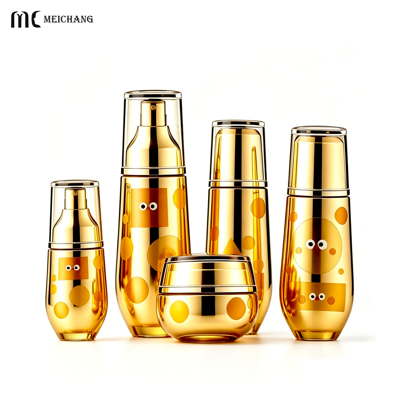 30g/50g/30ml/100ml/120ml Curved Teardrop Oval Glass Skincare Packaging Set with Silver Plated Pump Caps(MC-332)