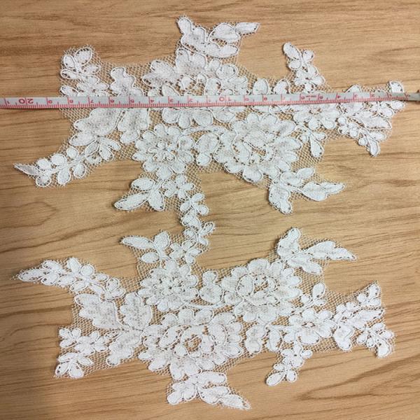 Jacquard Cord Eyelash  Lace Applique  for Wedding Bridal Dress