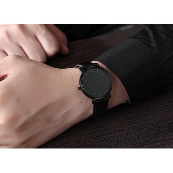 Покрытый дозор 3 АТМ модных людей кварца черный кожаный делает черноту водостойким