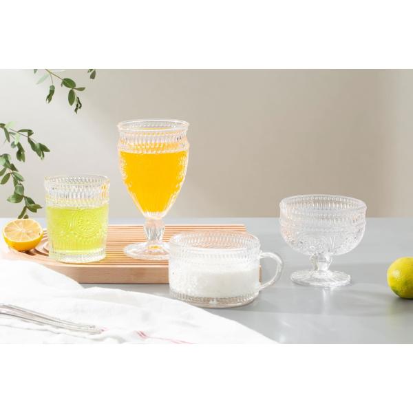 Ice Cream Vintage Glass Dessert Bowls Embossed 11 Oz Machine Pressed 315ml