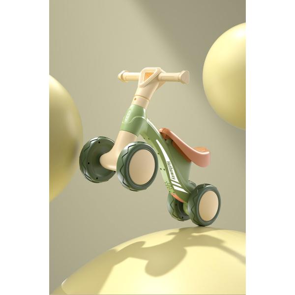 Push Bicycle Balancing Gift for Boys Girls Four Wheels Age 0-3M Handcart Learning Toy