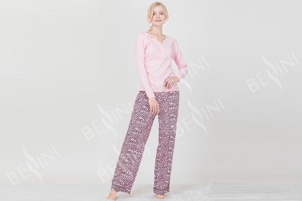 Women'S Long Sleeve Cotton Pajama Sets / Ladies Night Suit With Side Pockets