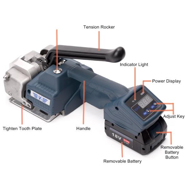 Welding time 2-5s Digital Display PET PP Tape Strapping Tool for Manual Battery Power