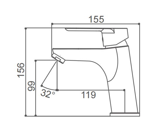 Cold Hot Water Bathroom Basin Tap With Spout Height 99 Mm 3/8 Inch Hoses
