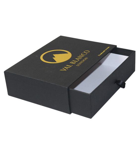 Recyclable Black Drawer Packaging Box Black Kraft Paper Gift Boxes Customized
