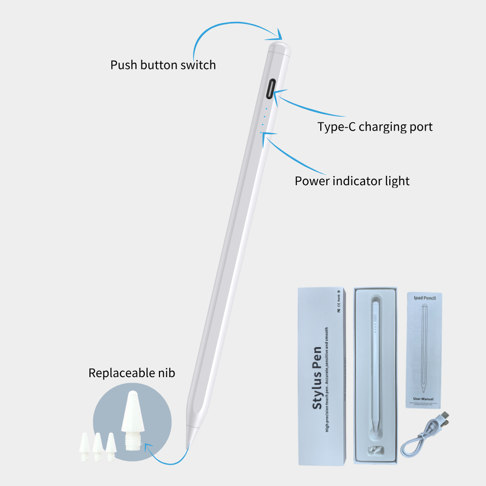 4-LED power indicator with anti-accidental touch stylus pencil for iPad For Apple ipad Support Apple IOS Stylus