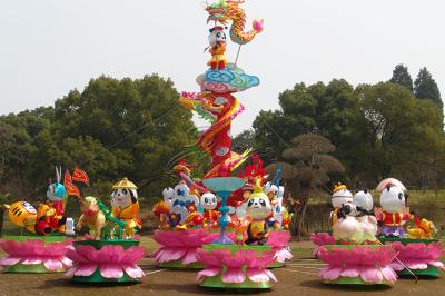 Lanternas chinesas exteriores feitos a mão, dragão chinês personalizado da lanterna
