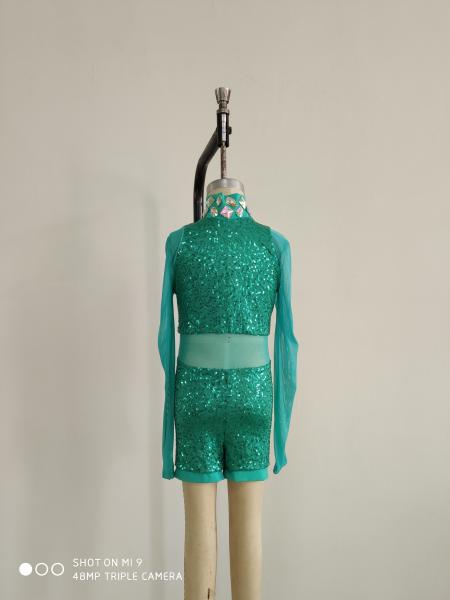 Green Little Girls Dancewear Anti Bacterial Oem Lycra Cotton Or Tulle Material