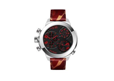 Genuine Leather Band Alloy Quartz Wrist Watch Multifunction 3 Hands Water Resistant