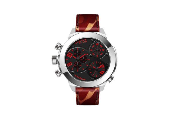Genuine Leather Band Alloy Quartz Wrist Watch Multifunction 3 Hands Water Resistant