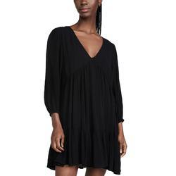                  Ladies Gauze V Neck Dress for Women Puff Sleeve Clothing Manufacturers Rayon Elegant Custom Logo Mini Dress             