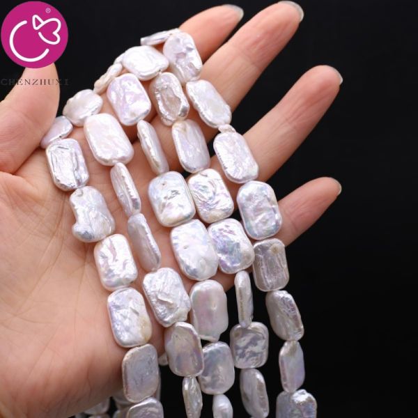 Cheap Price 13-15mm Natural White Loose Real Freshwater square Pearl Beads Strand