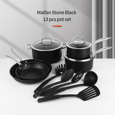 New Arrival Kitchen Stainless Steel 13 Pieces Nonstick Cookware Set Triple-layer Steel Cooking Pot Set