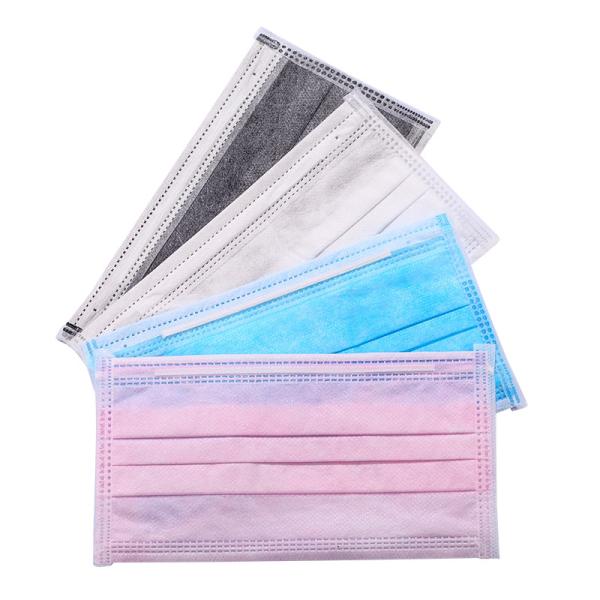 White Blue Green Pink Black Colorful Earloop Non-woven 3 Ply Disposable Face Mask