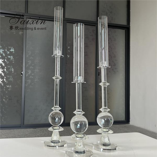 High Quality Candle Holder 3 pcs Set Crystal Wedding Decor Supplies Tall Centerpiece Crystal Candle Holder