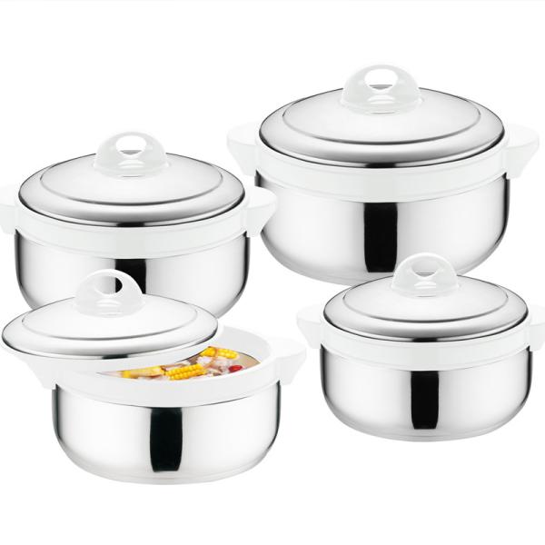 Stainless Steel 201 4pcs Thermal Stock Pot Set Large Capacity Lunch Box Modern Bento