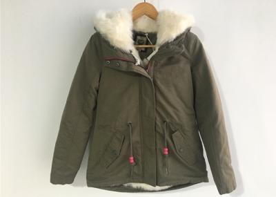 Parka Olive Green Hoodie Jacket Detachable Fur Lining Warm Womens Coats
