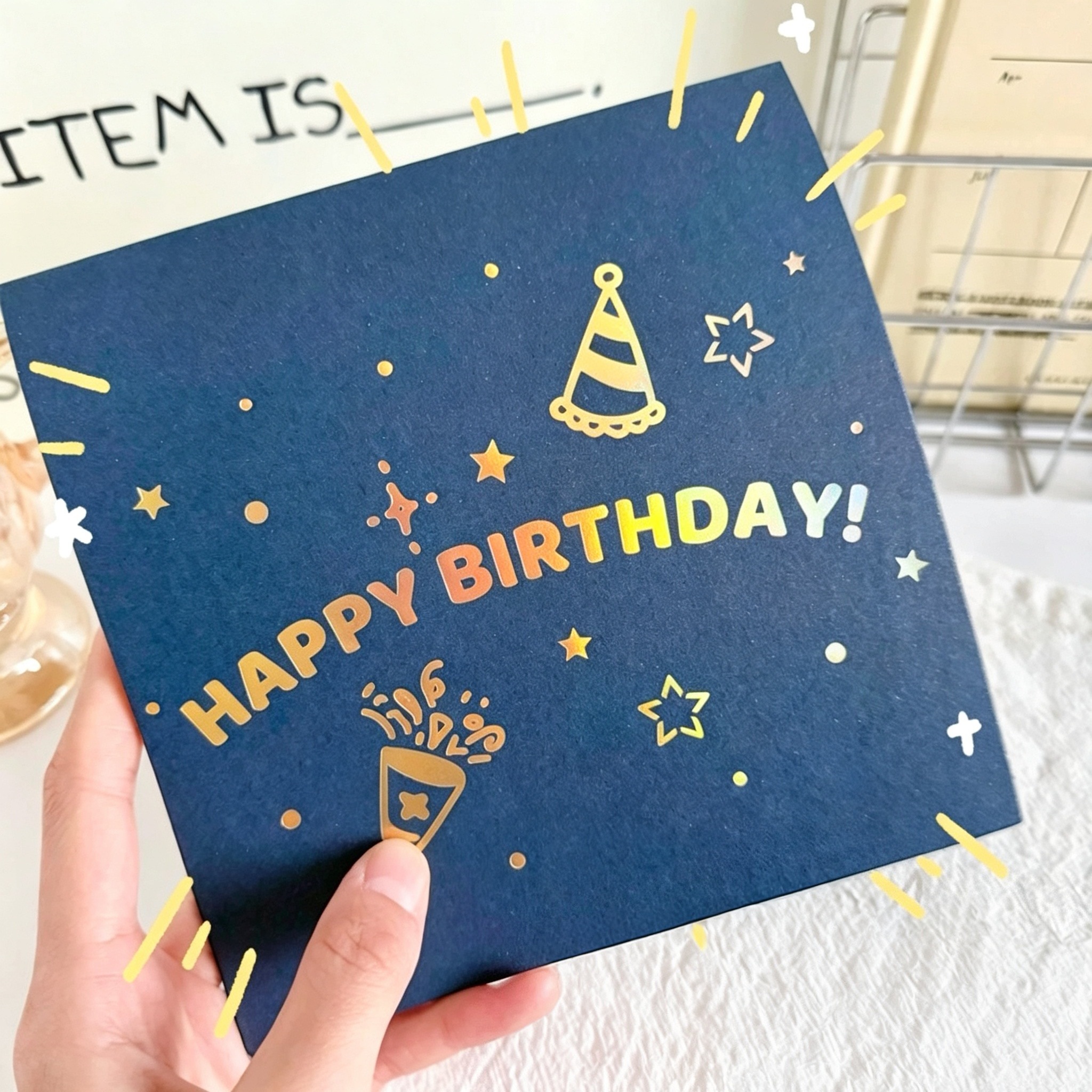 3D Birthday Cake Pop Up Greeting Card With DIY Glitter Numbers