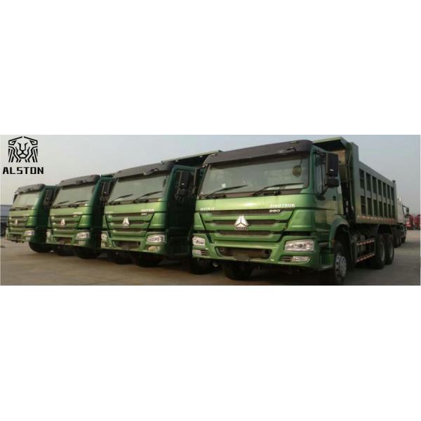 Red Euro 2 Used Howo Trucks , HW76 Cab Second Hand Dumper Truck