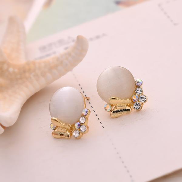 2018 Fashion American style lady party EarringsSilver Many Colors Round shape Pearl Color silver color stainess steel
