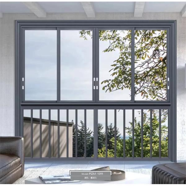 Double Glazed Aluminium 3 Tracks Sliding Windows With Stainless Steel Screen Netting