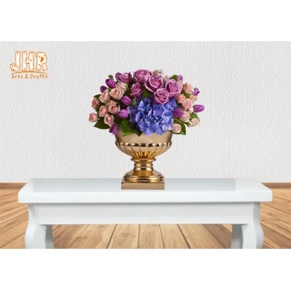 L'or classique de 3 de tailles de fibre de verre pots de fleur a poussé des