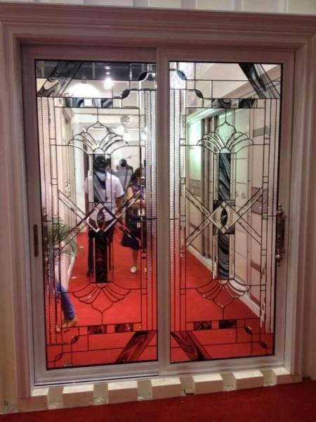 decorative glass panels in French door/wooden door