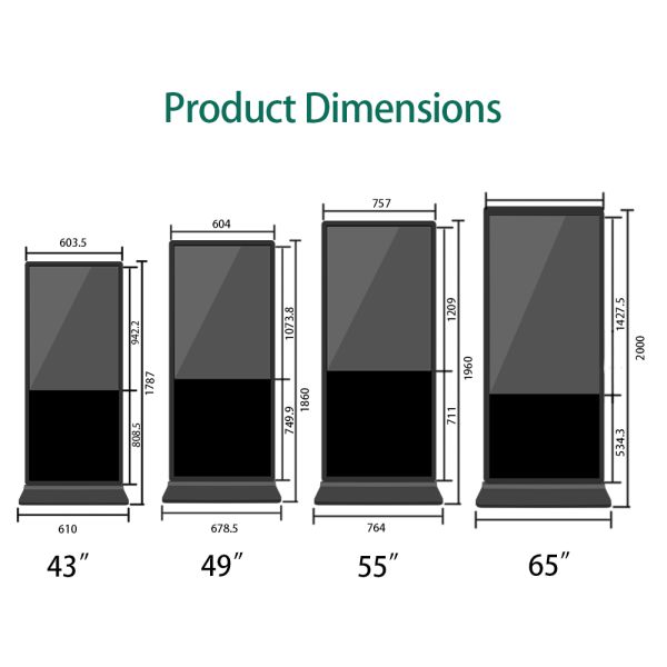 VETO 32-86 Inch Floor Standing Digital Signage with 4K Resolution Android OS and Infrared Touch for Indoor Advertising