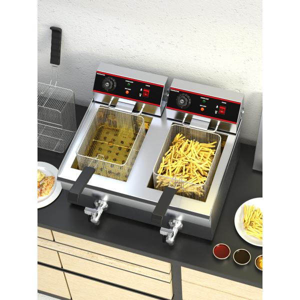 13L 13L Oil Fryer Professional 2 Tank 2 Basket Electric Chicken Deep Fryer for 2023