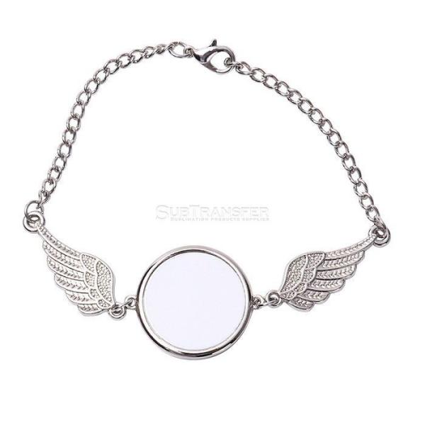 Personalized Sublimation Angel Wings Bracelet Creative Souvenir Gift Sublimation Metal Charm Bracelets