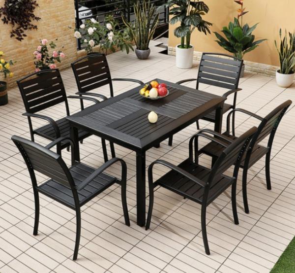 WPC Furniture Set Anti-Corrosion Patio Outdoor Outdoor Leisure Balcony Garden Cafe Outdoor Table And Chairs Set