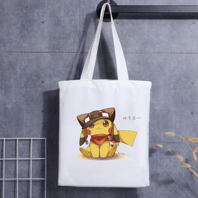 Custom Print Canvas Shoulder Tote Bag Cartoon Letter Print Shopping Cotton Canvas Bag